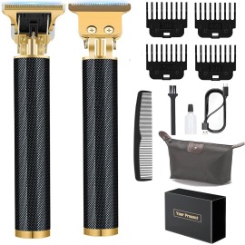 KEPOSON Hair/Beard Trimmer - Rechargeable T-Blade Barber Trimmer Kit GOLD/BLACK