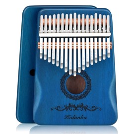 Kalimba Thumb Piano 17 Keys, Finger Piano Musical Instruments, Mbira Music Kids Gifts Adult Beginners Hand Pianos (Blue)