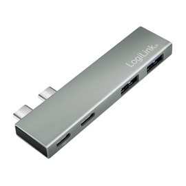 LogiLink USB 3.2 (Gen2x2) Multifunctional Hub with 4 Ports, PD 3.0 (PowerDelivery 100W), Colour: Silver