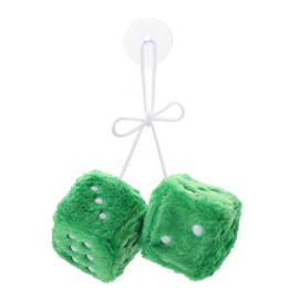 OTOTEC Car Hanging Furry Dice Soft Dice Ornament with Suction Cup Hanging Decoration Hanging Dice Pendant with Dots for Car Interior Home Office 6cm Green