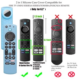 CT-RC1US-21 Remote Cover with Hole for Airtag and Tile Sticker (Glow in The Dark) Compatible for NS-RCFNA-21 Insignia/Toshiba Fir tv Remote,for TV Omni Series and TV 4-Series Remote (Glow Blue)