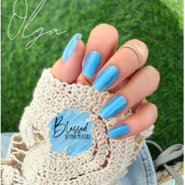 Red Aspen Press On Nails~ Olga's Ocean Eyes ~Medium ~Coffin ~Nail Dashes ~Blue