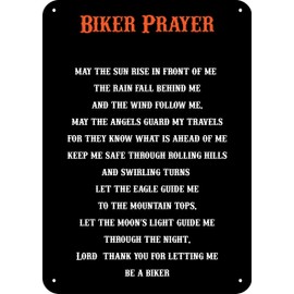 Biker Prayer Motorcycle Sign. Perfect For Any Garage, Man Cave, or She Shead. Great Gift for Any Motorcyclest / Biker. Includes: Nail Holes, Magnetic Strips, Velcro, and Adheasive to Mount to Any Surface. Made of Extremely Durible and Lightweight PVC (5"x7")