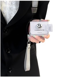 ChouXiLin for AirPods Pro 2nd Generation Case (HaloLock), Compatible with Airpods Pro Case 2nd/1st Gen (2023/2022/2019),Full Drop Protection Cover with Lanyard，Silver Leather (Silver Smiley Face)