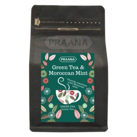 PRAANA TEA Green Tea with Moroccan Mint Leaves, 100 g