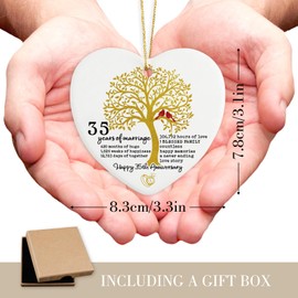 35 Years of Marriage 35th Anniversary Marriage Gifts for Couple, 35th Anniversary Wedding Gifts Christmas Ornaments 35 Years Anniversary Decorations for Couple Her Him Wife Husband