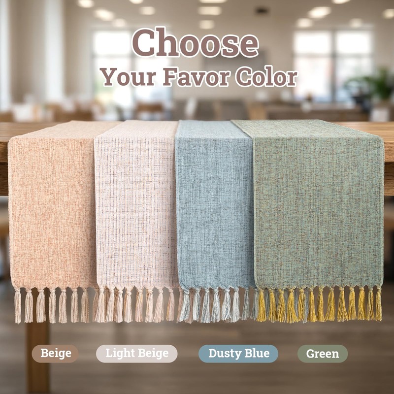 Treaful Dresser Runners for Bedroom, Rustic Boho Farmhouse Coffee Dining