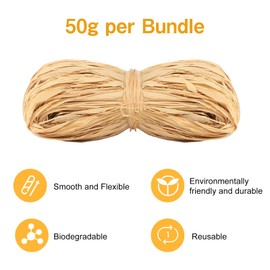 Raffia Natural Raffia, Pack of 6, 300 g, Natural Raffia for Crafts, Natural Paper Cord, Gift Raffia for Florists, Garden, Wedding