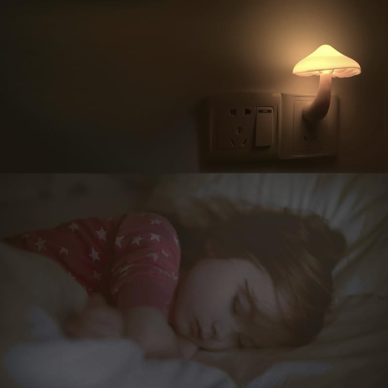 AUSAYE 2 Pack LED Cute Mushroom Night Light Plug into