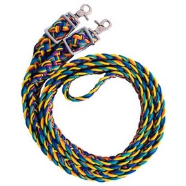 Showman Rainbow Braided Nylon Barrel Reins w/Scissor Snap Ends