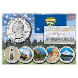 2010 America The Beautiful Colorized Quarters U.S. Parks 5-Coin Set w/Capsules