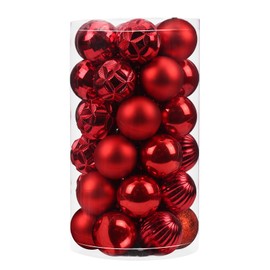 ZHMTang Juego de 41 esferas de Navidad pequeñas inastillables para colgar, adornos de guirnalda de árbol de Navidad (1.57 pulgadas/40 mm, rojo)