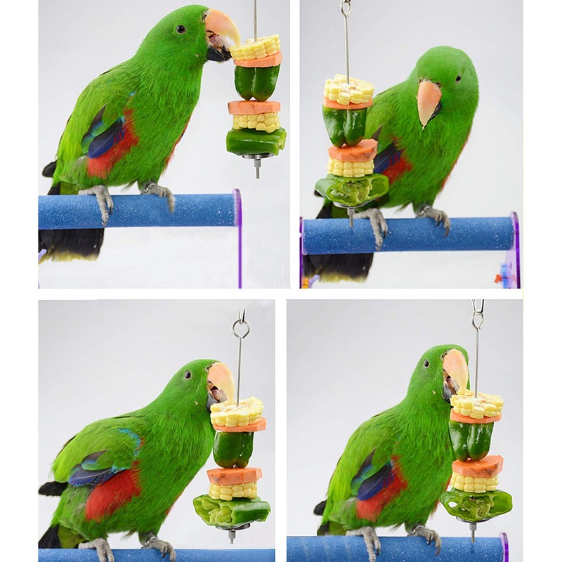 URBEST Bird Food Holder, Bird Feeders, Stainless Steel Parrot Fruit