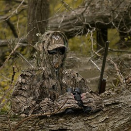 LOOGU Leafy Camo Hunting Suit 3D Ghillie Suits Military and Shooting Accessories Tactical Gear Clothing Leaf Camouflage Jacket and Pants Outfits (Brown XL/XXL)