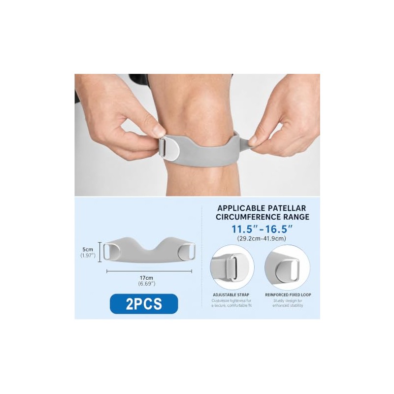 2 Pack Patella Tendon Knee Strap 3D Cushion V Shaped
