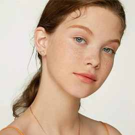 CiNily Cat Ear Stud Earrings-Opal Stud Earrings 14K Yellow Gold Plated Kitten Earrings Cute Cat Earring Studs Earrings