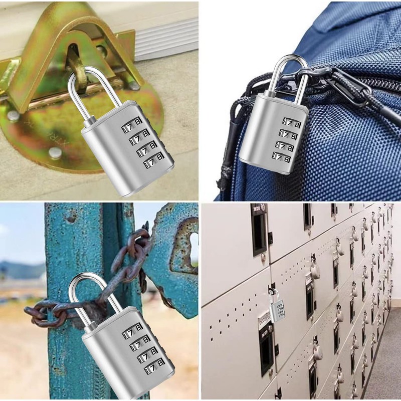 2 Pack Combination Padlock, 4 Digit Resettable Outdoor Waterproof Padlock