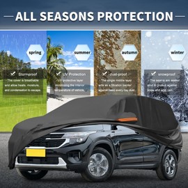 X AUTOHAUX Outdoor Car Cover for Kia Seltos Aluminum Film Waterproof Full Exterior Cover Rain Sun Protection with Door Zipper