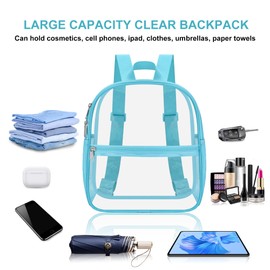 Oraben Clear Backpack for Stadium Events Clear Stadium Backpack 12x6x12 Bag (Nylon Shoulder Straps, Teal)
