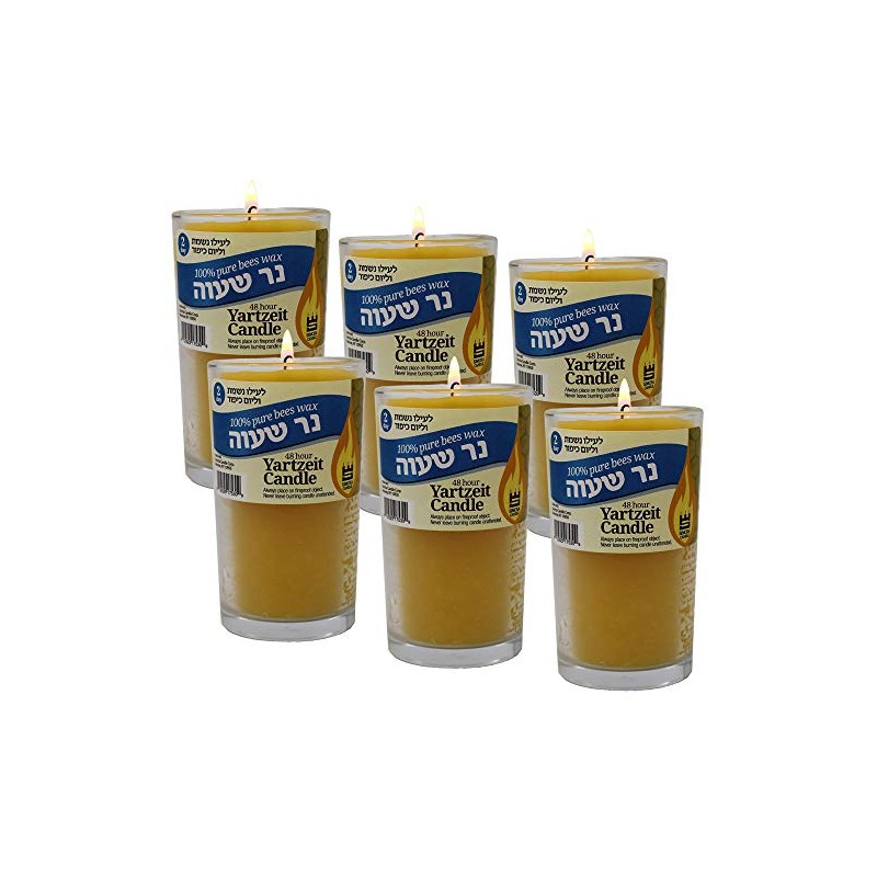 Glass Beeswax Candle - 48 Hour Burn Time | Yahrzeit