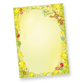 Easter Bunny Paper 1, Pack of 50 A4 Letter Writing Paper Easter Bunny Easter Postcards – : Includes 2 x 2