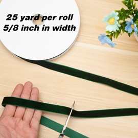 Dark Green Velvet Ribbon for Gift Wrapping 5/8 Inch×25Yd, Vintage Thin Velvet Ribbon with Spool for Christmas Presents, Wedding Party Decorations, Choker Necklace, Valentine's Day, Hair Ties, Bows