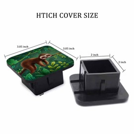 Beabes Sloth Hitch Covers 2 Inch Cute Sloth Bear Tropical Forest Palms Trailer Hitch Cover Tube Plug Insert, Car Exterior Accessories, Receiver Tube Hitch Cover for Trucks