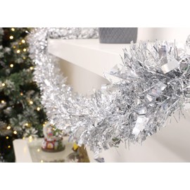 Christmas Concepts® 4m Metre Chunky/Fine Christmas Tinsel - Christmas Decoration Tinsel (Silver)