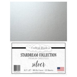 SILVER Stardream Metallic Cardstock Paper - 8.5 X 11 inch - 105 lb. / 284 gsm Cover - 25 Sheets from Cardstock Warehouse