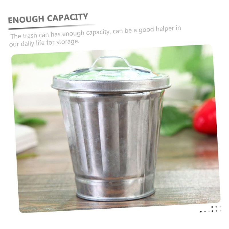 LABRIMP 4pcs Metal Trash Can with Lid Small Office Desk