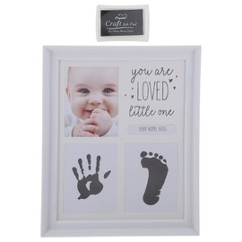 Toyvian Baby Mom Picture Frame Newborn Hand Print Picture Frame Baby Footprint Kit Baby Foot Impression Photo Baby Keepsake Handprint Ink Pad Photo Frame, White Infant Baby