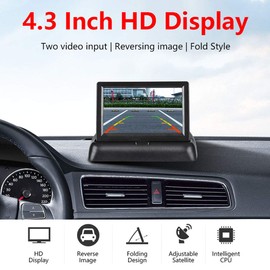 4.3 Inch Foldable Car Monitor+Car Reverse Camera with 8LED Lights Car License Plate Camera for Parking,DC12V