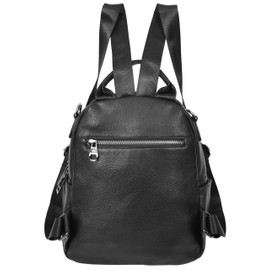 House of Luggage Small Size Womens Genuine Leather Fashion Backpack Casual Style HLG665 (BLACK)