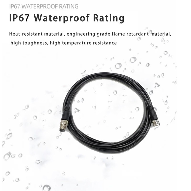Keisnoaja 2 Pcs M8 4 Pin Serial Cable 180 Degree