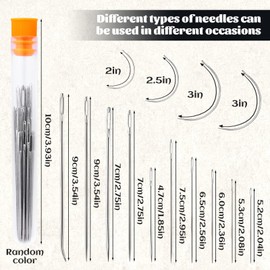 Tikjiua 492ft Leather Needle Thread, Curved Needles, Upholstery Needle and Flat Thread, 164Yard Black Waxed Thread with Upholstery Needles for Leather Canvas Carpet Furniture Sofa Repair (Black01