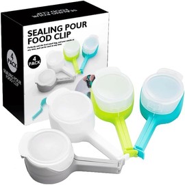 Food Clips Set,4 Pack Set Snack Sealing Clips,Chip Bag Clips Airtight,Bag Clips for Food Storage, Multifunctional Sealing Clips with Pour Spout,Durable Plastic Clips（4 Pack）