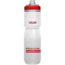 CamelBak CamelBak Podium Chill Insulated Bike Water Bottle - Easy Squeeze Bottle - Fits Most Bike Cages - 24oz, Fiery Red/White