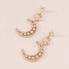 Xerling Sparkly Rhinestone Crescent Luna Moon Dangle Earrings for Women