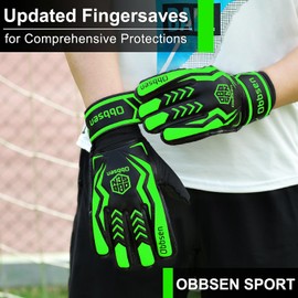 Obbsen Children's Goalkeeper Gloves, Football Goalkeeper Gloves with Fingersave, Football Gloves for Children and Teenagers