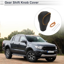 RATCHROLL Gear Shift Knob Cover for Ford for Ranger 2019-2022 Anti-Slip Stick Shifting Handle Protector Faux Leather 1 Pc Black Orange