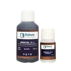 Natura Onecoat 2 Component Wood Stain Oil, 140 mL (4.73 fl oz), Black, Easy to Apply, Very Low Odor, Linseed Oil, Interior Furniture & Flooring, Dries Fast, VOC/Solvent Free, Durable Hardwax Oil
