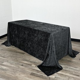 YOUR CHAIR COVERS - 90 x 156 Inch Rectangular Crushed Velvet Tablecloth for 8 ft. Rectangular Tables Wedding, Party, Dining, Banquet and Events - Black