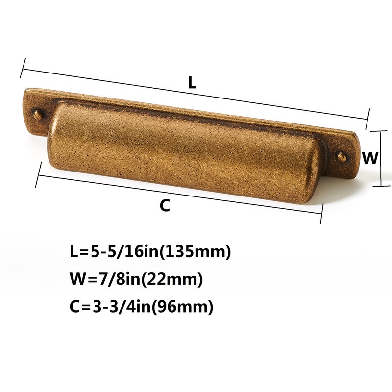 khtumeware 6 Pack 3-3/4"(96mm) Vintage Drawer Pulls Antique Brass Cabinet