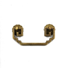 1 Pack Homocentric Squares Bail Cabinet Hardware Handle Pull Antique Jewelry Box Drawer Pull, 2.56 Inch Hole Centers (65mm), Bronze Tone