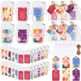 Frienda 72 Pcs/ 24 Set Mini Hand Sanitizer Spray Keychain Gift Bulk Portable Mist Thank You Travel Size Hand Sanitizer Employee Appreciation Gift for Back to School Classroom Teacher Staff (White)