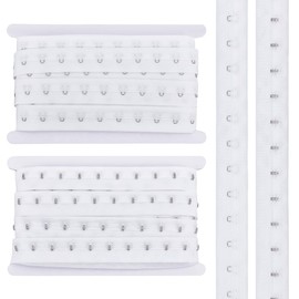BENECREAT 10 Yards Single Row Hook and Eye Tape Trim, 1.1 Inch White Polyester Bra Extender for Sewing Quilting Corset Bra Bridal Apparel Home Decoration