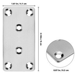 NAMYEUT Pack of 20 Flat Connectors, Stainless Steel, 80 x 40 x 2 mm, Perforated Plate, Wood Connector, Flat Connector, Metal, Connecting Plate, Metal Connector for Connecting Wooden Furniture