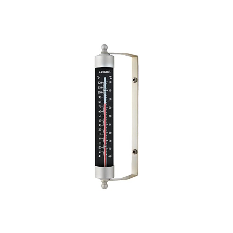 Conant Décor High Contrast Black Indoor/Outdoor 7" Thermometer (Satin Nickel)
