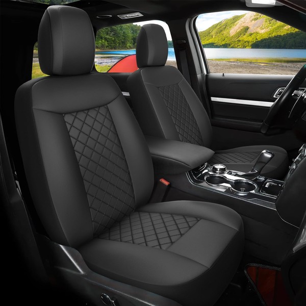 GIANT PANDA 2 PCS Front Seat Covers Custom Fit for