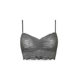 Snocks Lace Bra - Women's Bustier Lace, Without Underwire, Adjustable Straps, Elastic Waistband, Pleasantly Soft Material, Sensual Design, Size XS-XL, 1 x grey.